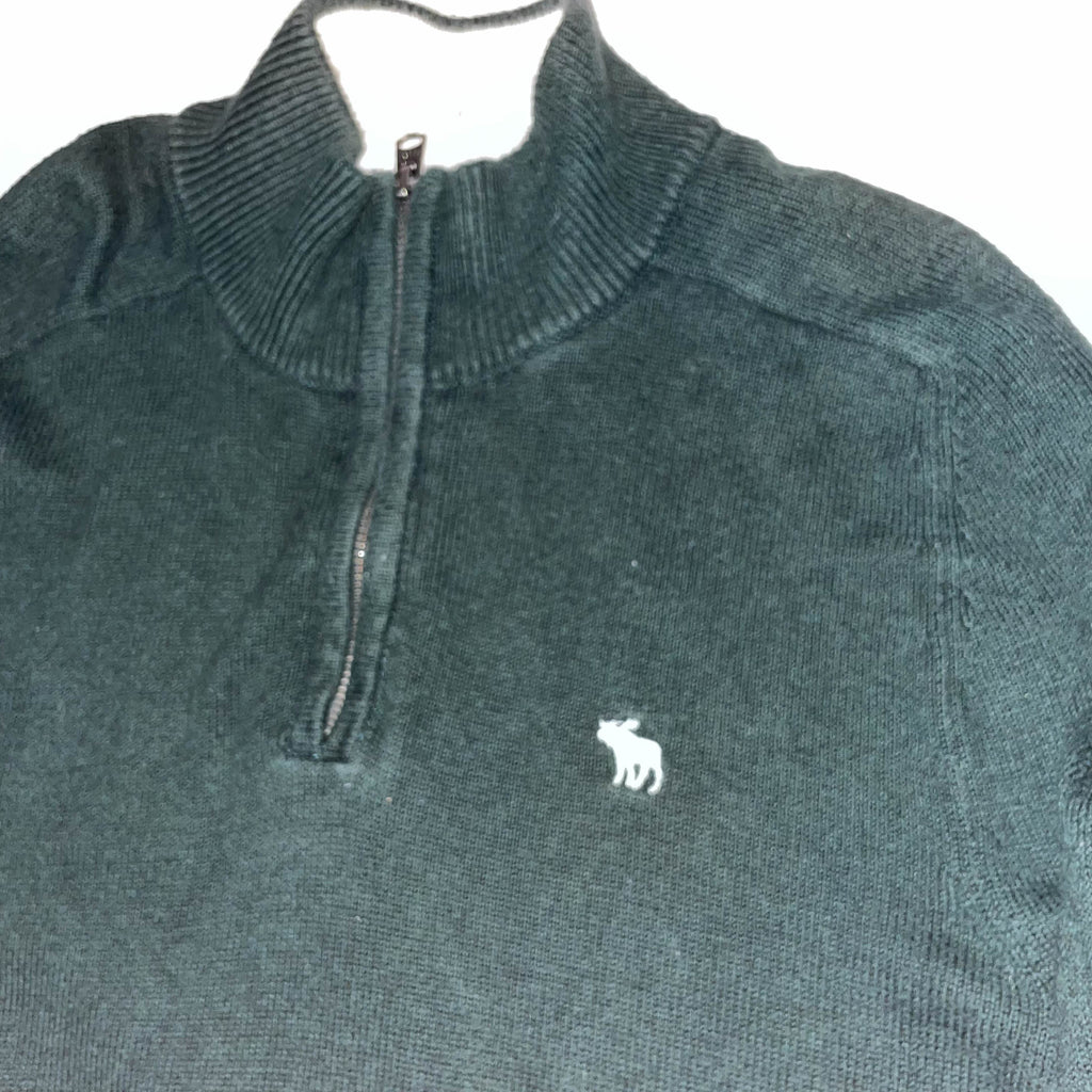Vintage Abercrombie & fitch khaki green high neck 1/4 zip up small sweater