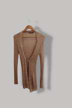 Vintage Mystery Jane Gold Metallic knit kimono cardigan S/M