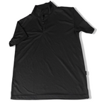 Vintage mens black regular fit polo shirt with sun flower crest at the back in L