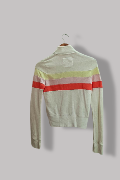 Vintage Hollister White Colorblock Fleece Track Jacket M
