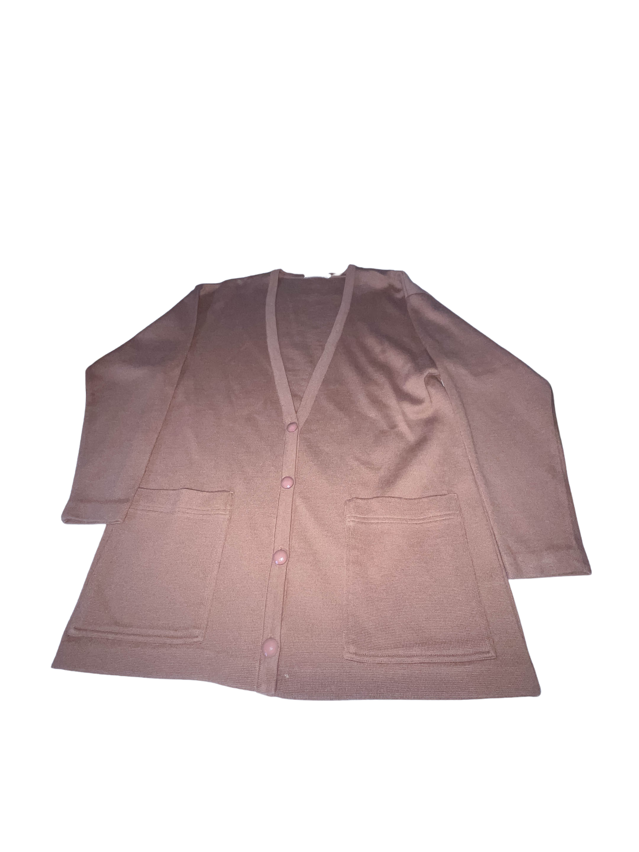 Vintage Brown arcylic wool v-neck botton up medium cardigan