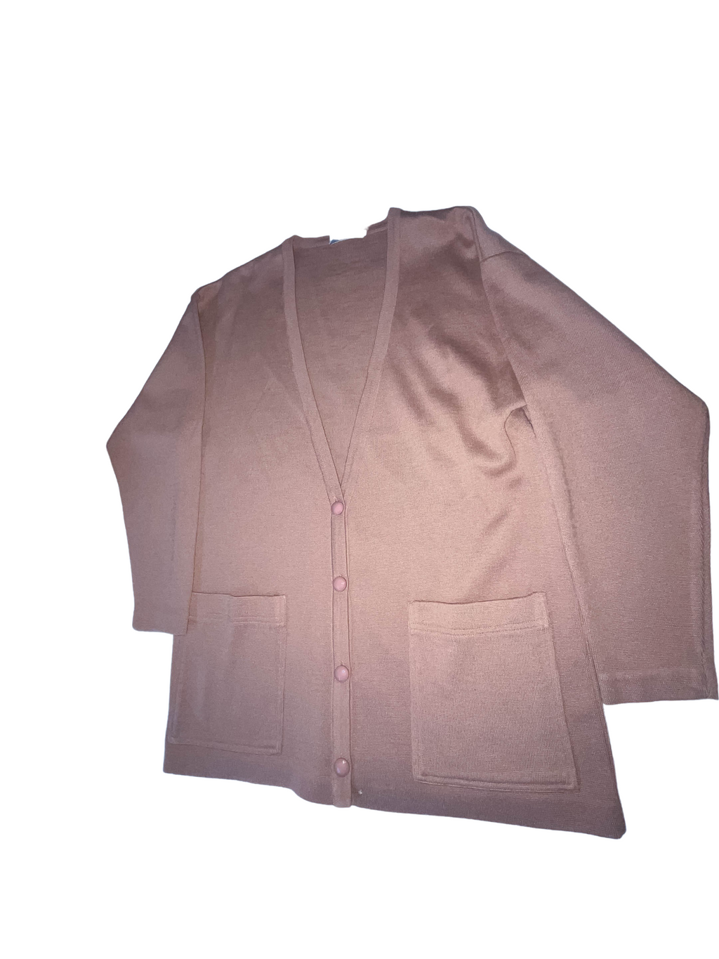 Vintage Brown arcylic wool v-neck botton up medium cardigan