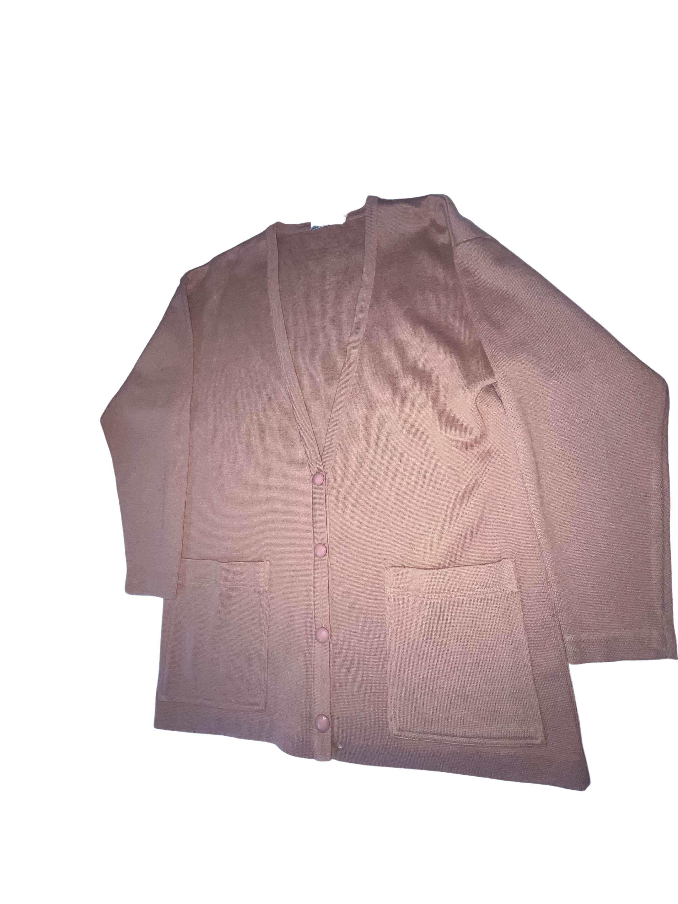 Vintage Brown arcylic wool v-neck botton up medium cardigan