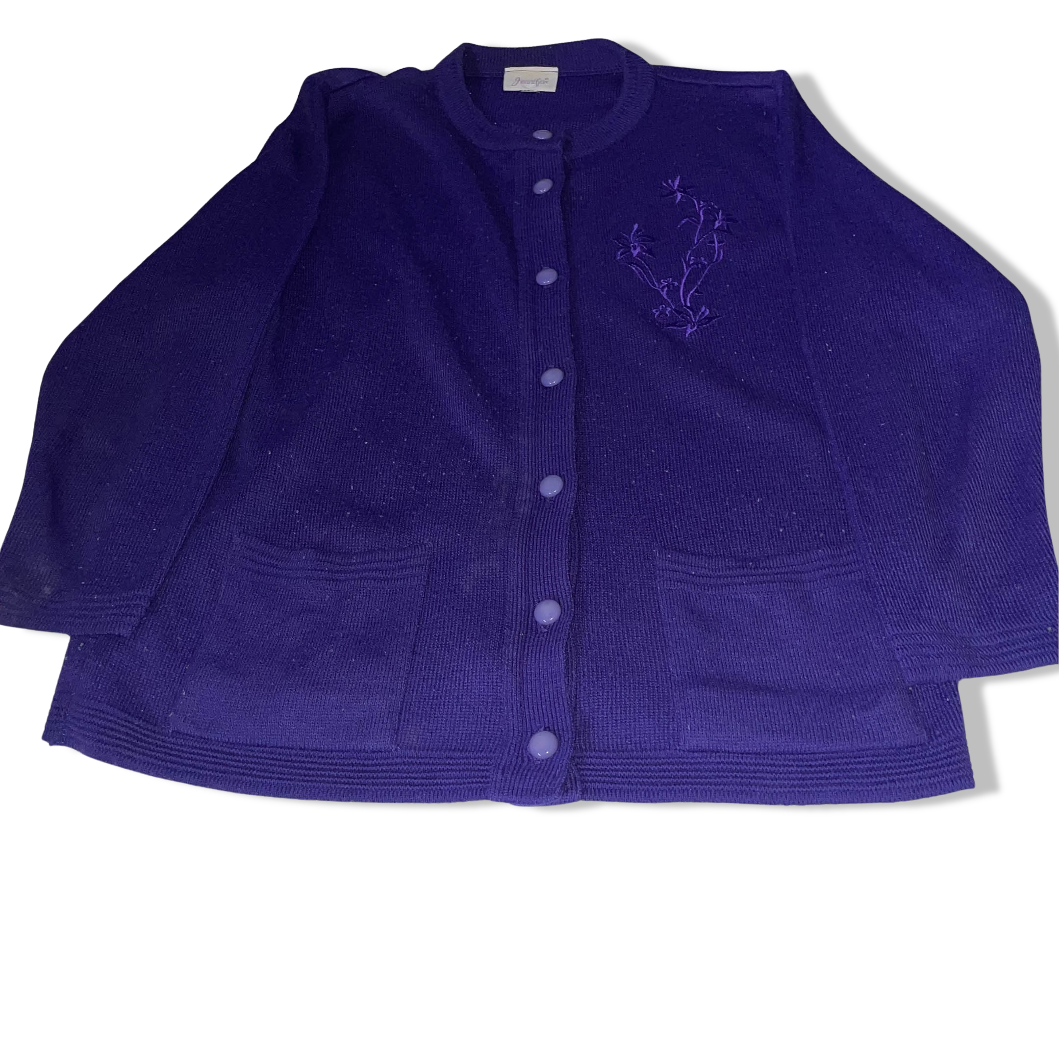 Vintage Jennifer button up twin pocket purple sweater size S/M