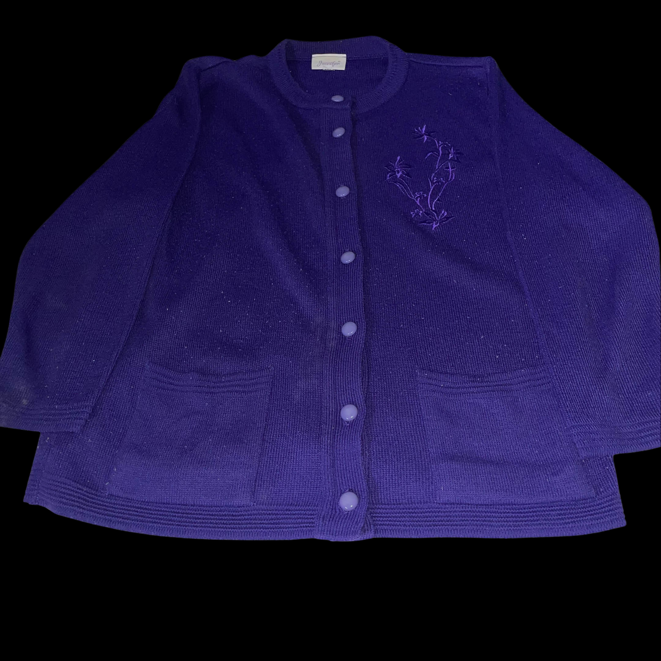 Vintage Jennifer button up twin pocket purple sweater size S/M