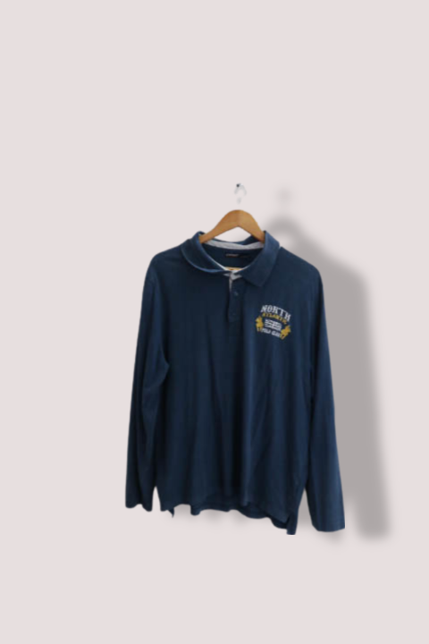 Vintage Livergy North atlantic polo blue mens Large long sleeve polo shirt