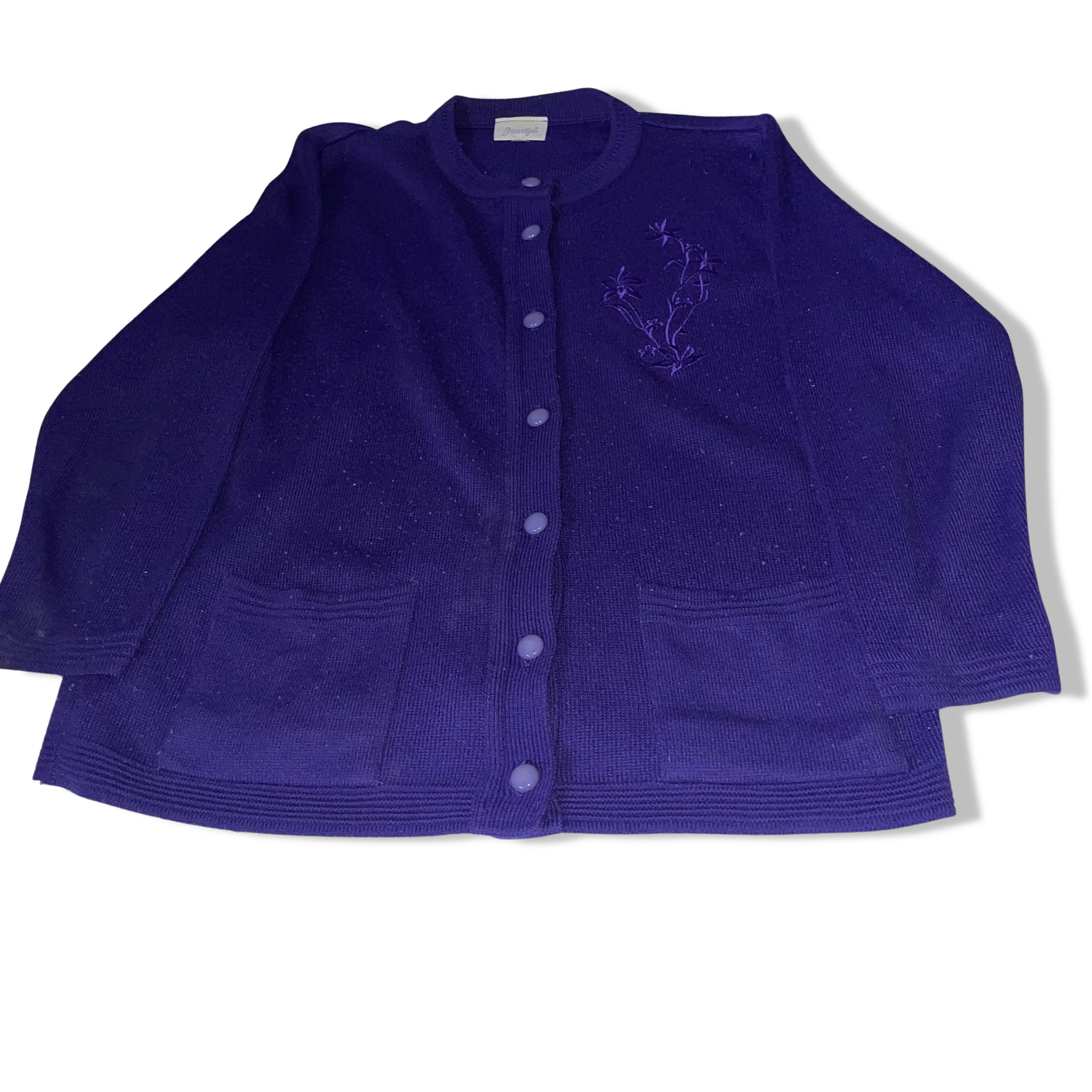 Vintage Jennifer button up twin pocket purple sweater size S/M