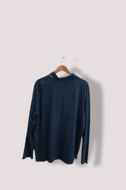 Vintage Livergy North atlantic polo blue mens Large long sleeve polo shirt