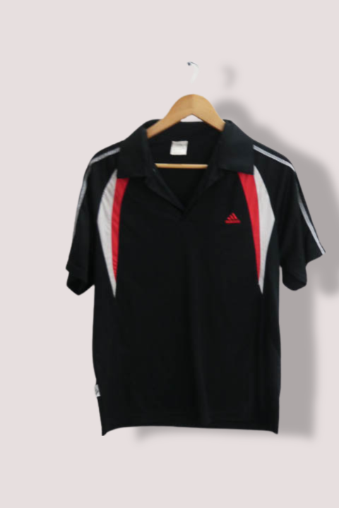 Vintage Black Adidas mens regular fit medium polo shirt
