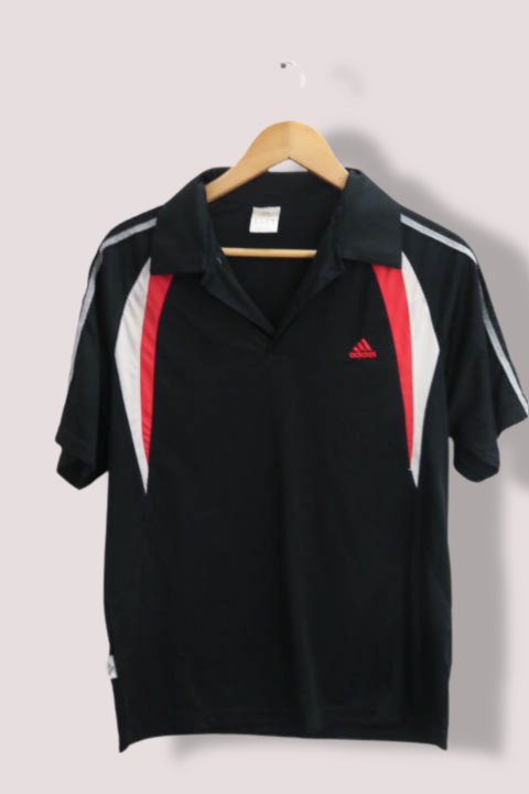 Vintage Black Adidas mens regular fit medium polo shirt