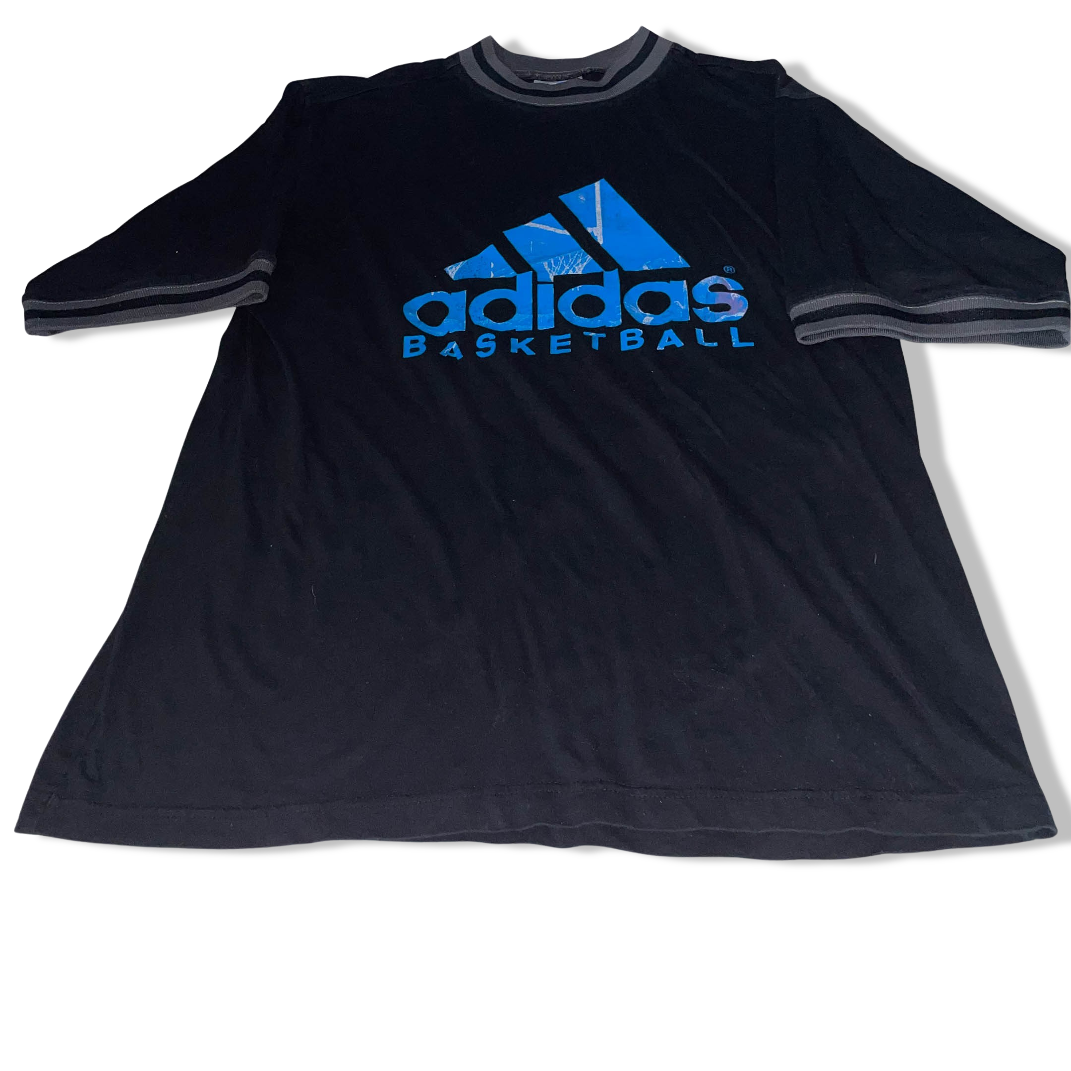 Vintage Black Adidas Basketball big logo mens crew neck medium short sleeve tees
