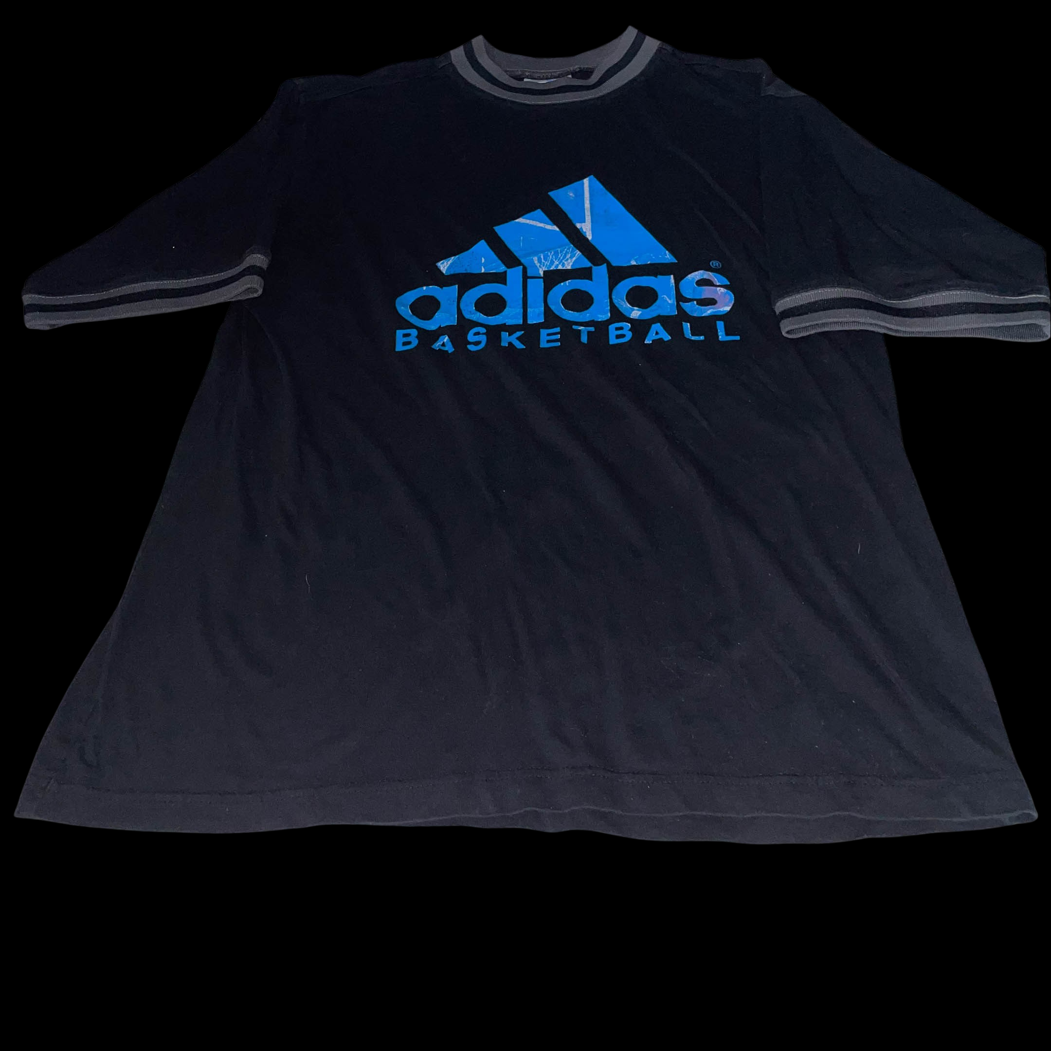 Vintage Black Adidas Basketball big logo mens crew neck medium short sleeve tees