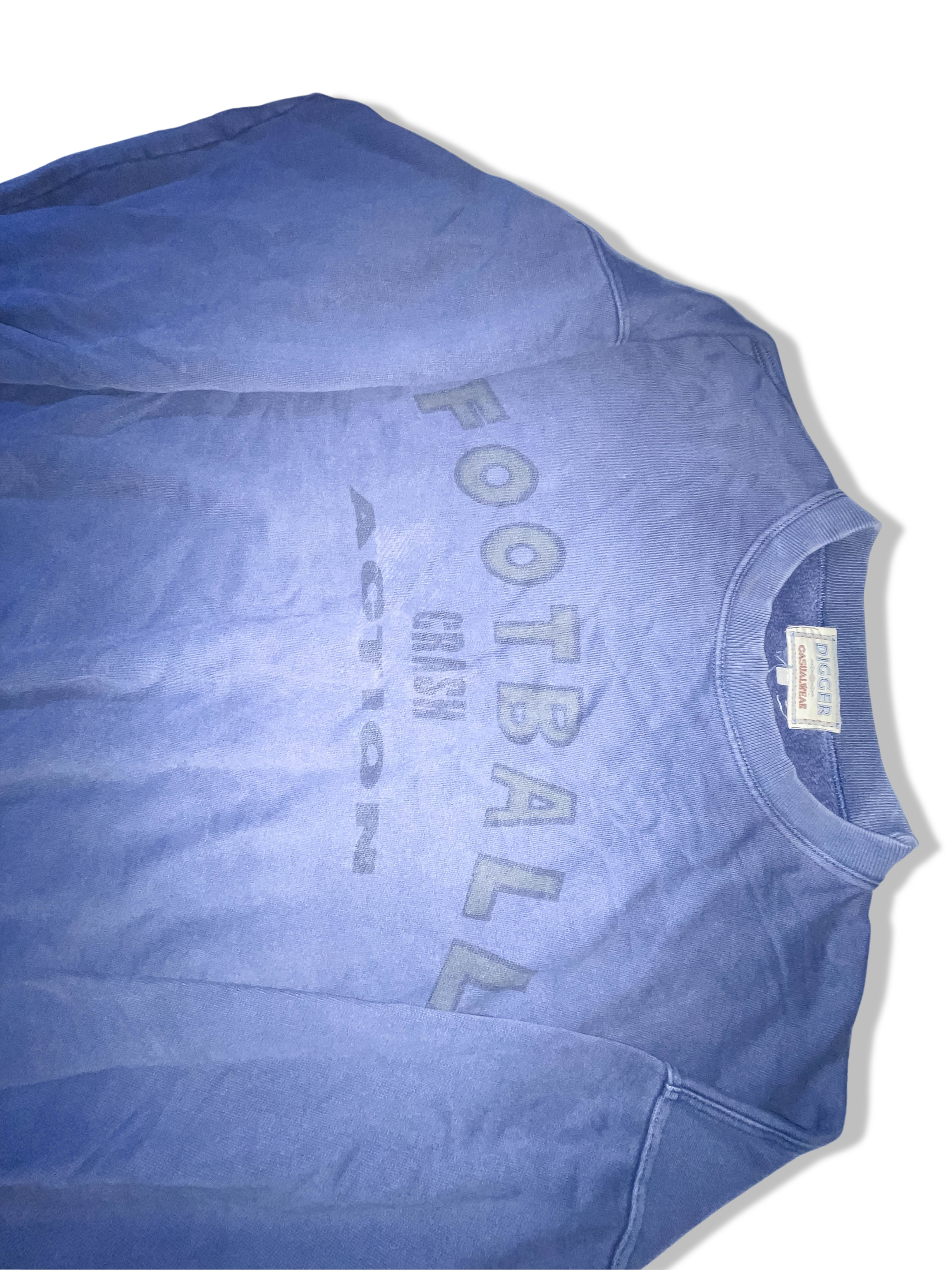 Vintage Mens Digger Football Hard warrior 73 blue large crew neck sweatshirt