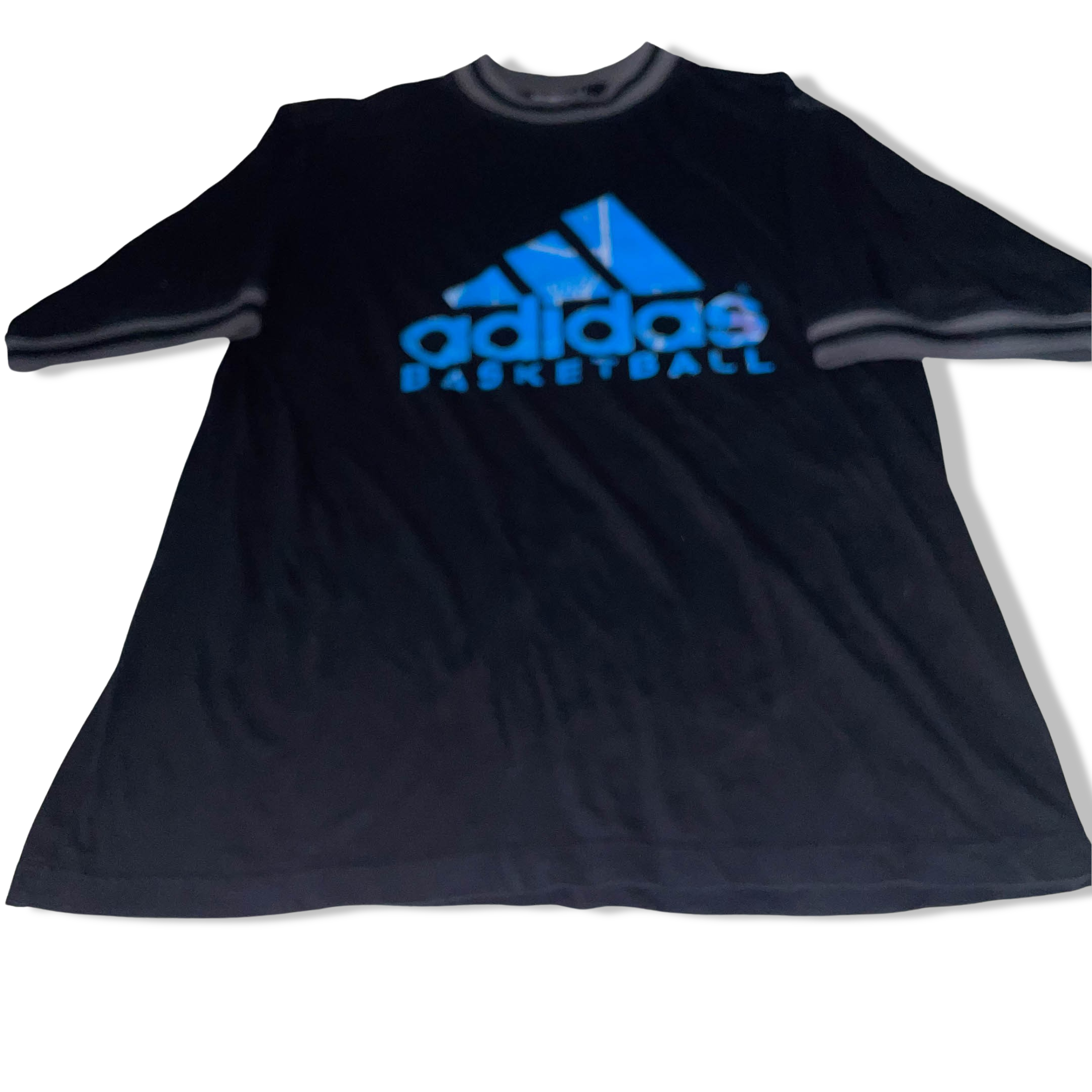Vintage Black Adidas Basketball big logo mens crew neck medium short sleeve tees