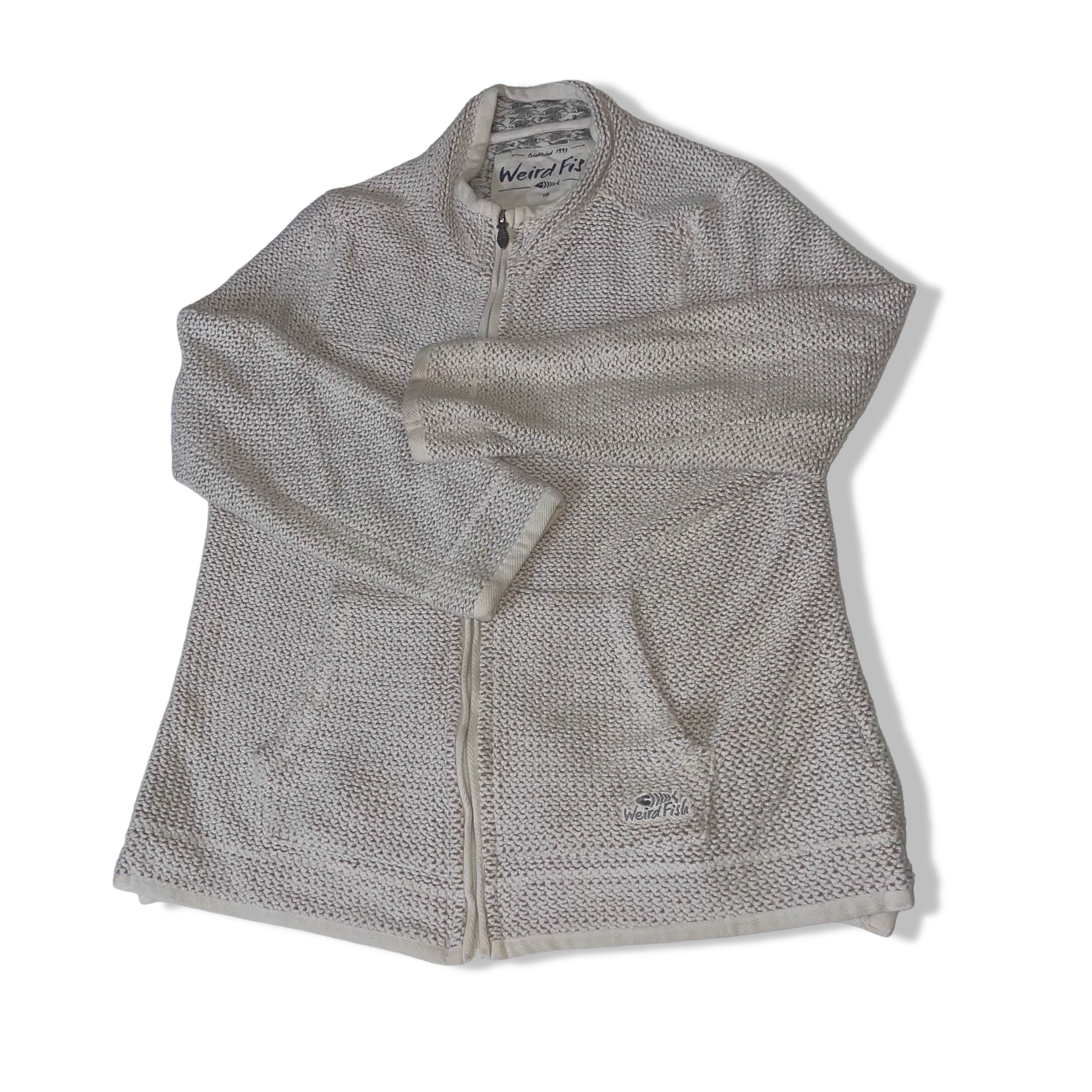 Vintage Weird fish Sontee womens cream thick cotton full zip sweatshort size 18 