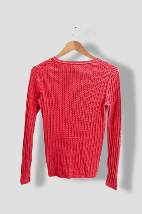 Vintage womens light red Tommy Hilfiger small cable knit sweatshirt