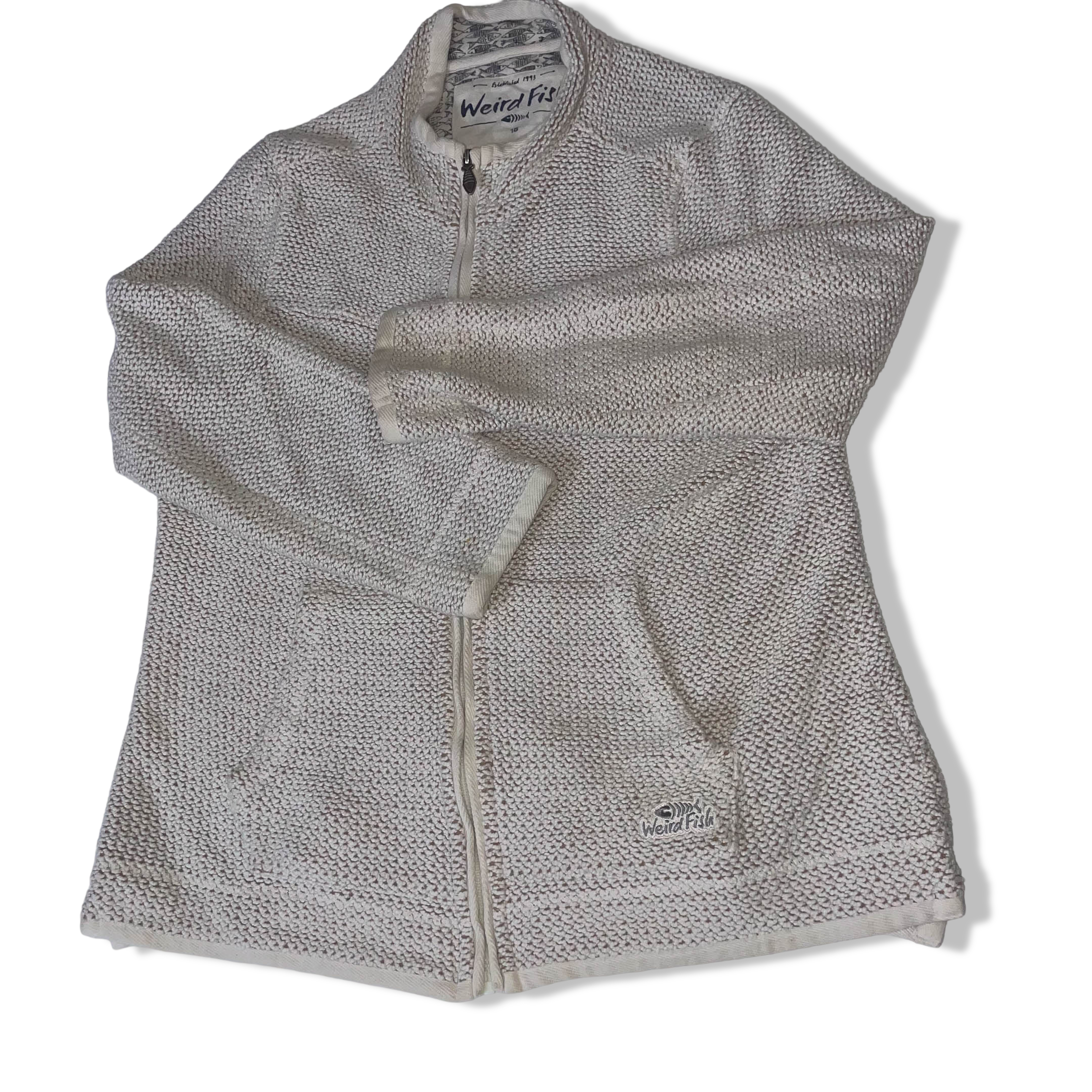 Vintage Weird fish Sontee womens cream thick cotton full zip sweatshort size 18 