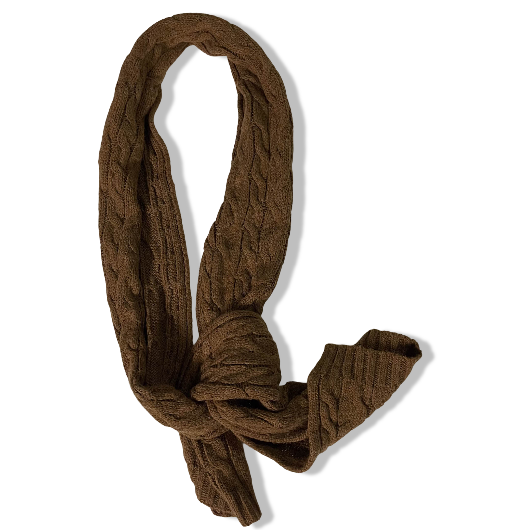 Vintage Mango man brown cable knitted scarf |SKU 3668
