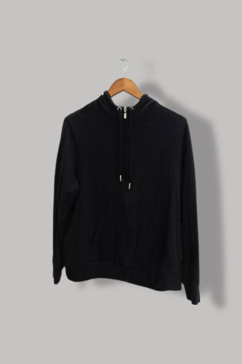 Vintage Mark and Spencer womens navy regular fit cotton full zip up hoodie uk 20