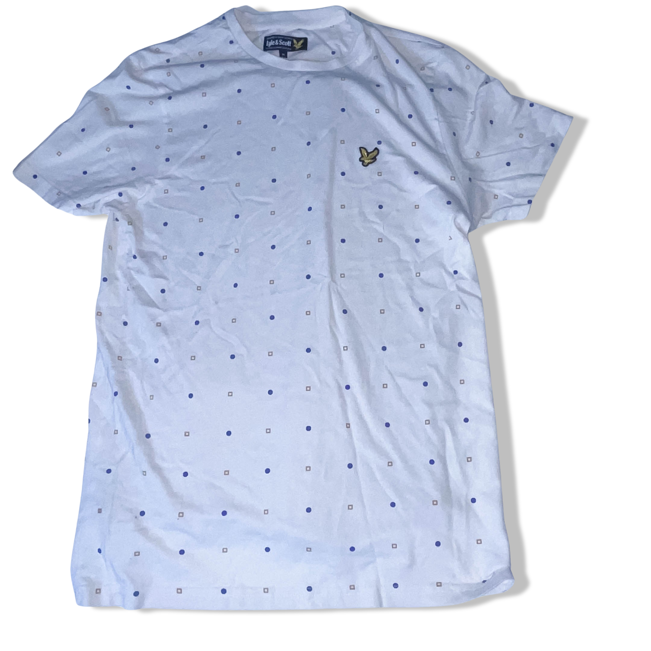 Vintage White Llye & Scott shape pattern medium short sleeve tshirt
