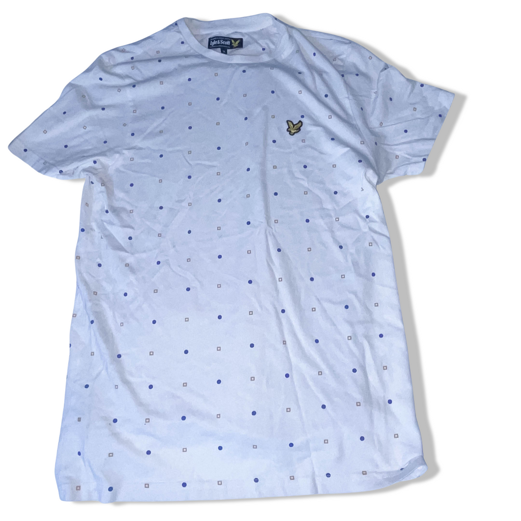 Vintage White Llye & Scott shape pattern medium short sleeve tshirt