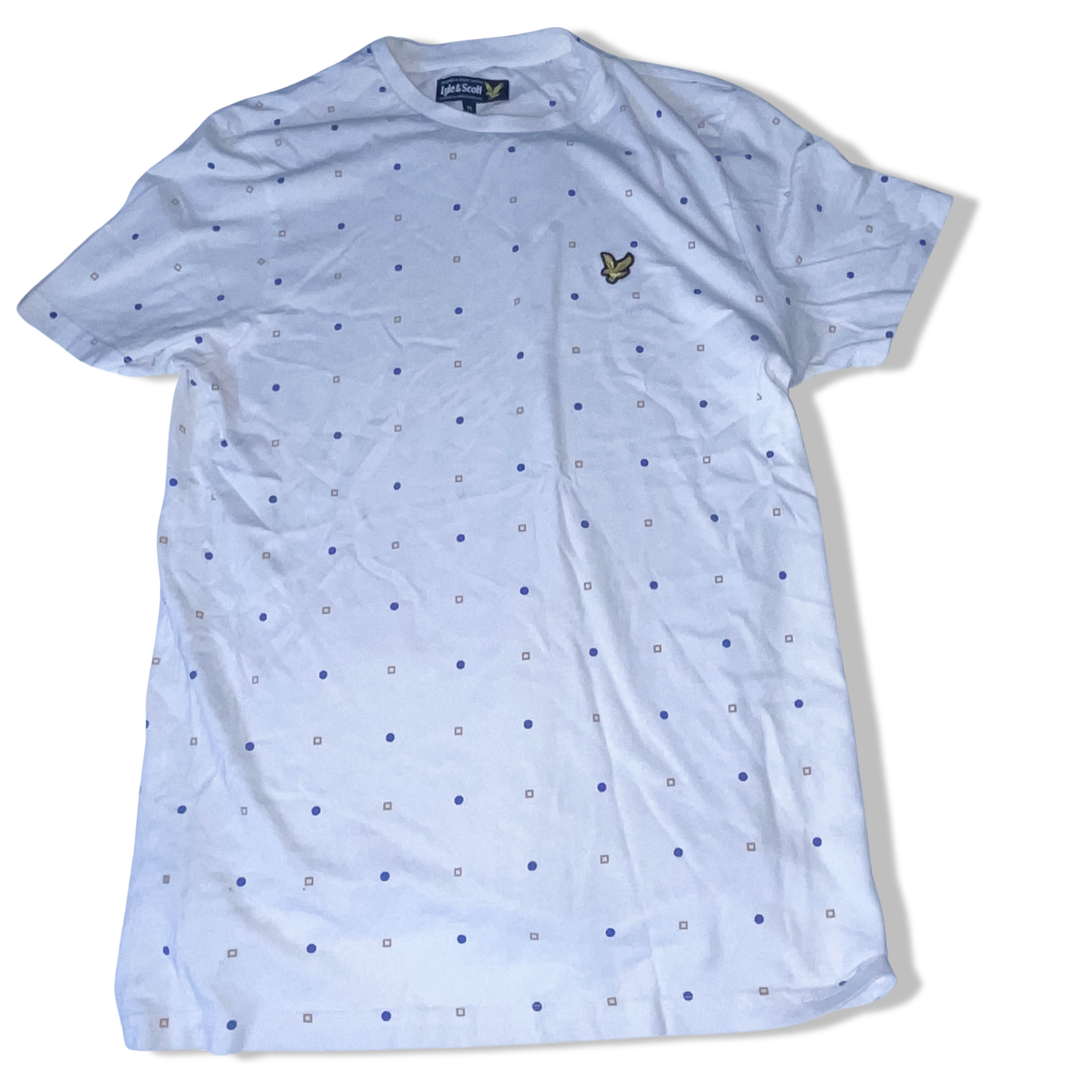 Vintage White Llye & Scott shape pattern medium short sleeve tshirt