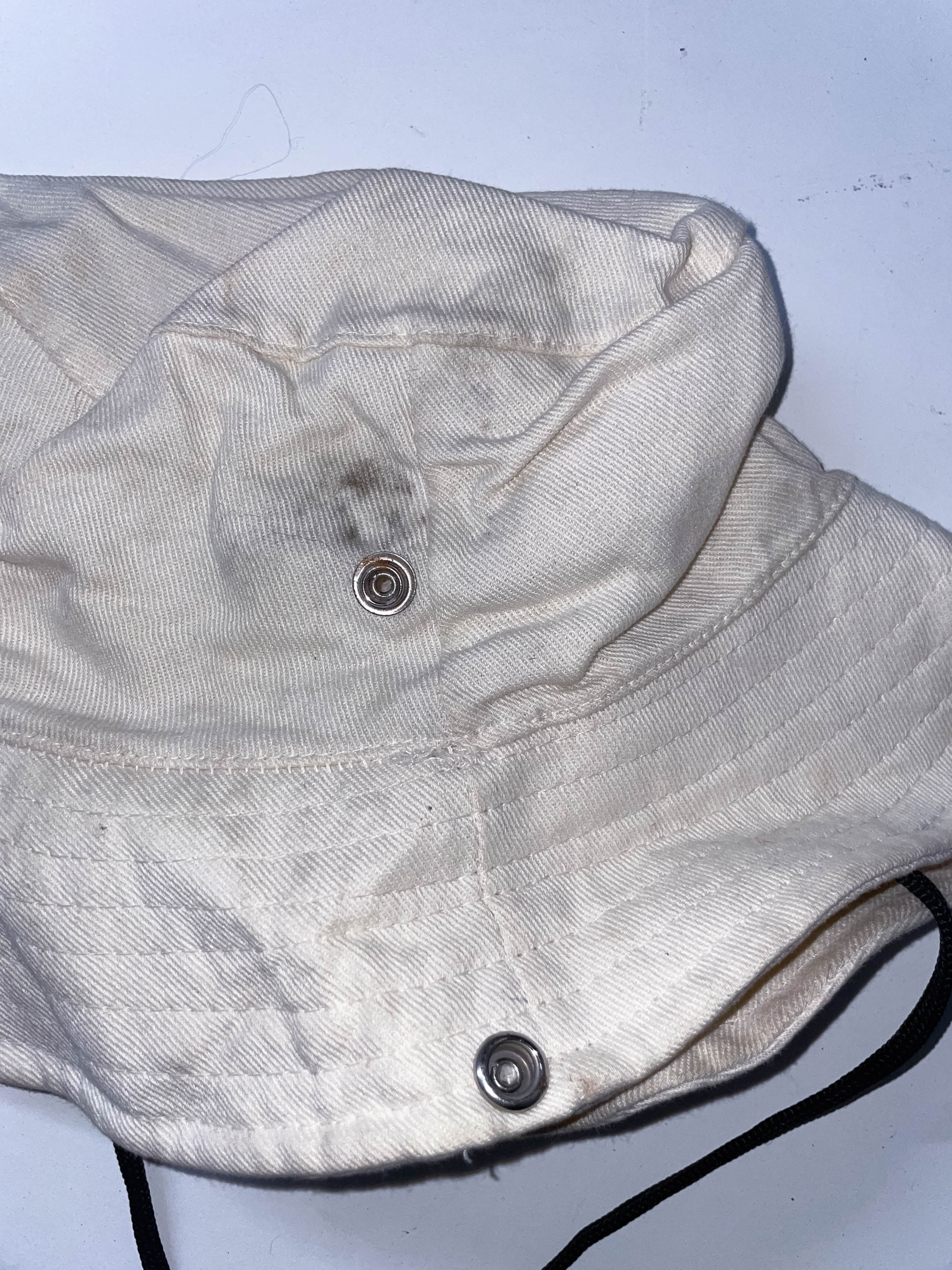 Vintage cream summer outdoor bucket hat with rope