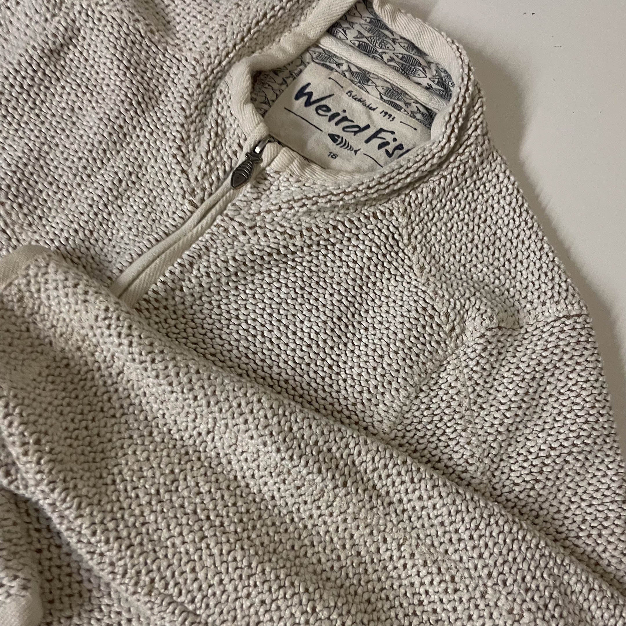 Vintage Weird fish Sontee womens cream thick cotton full zip sweatshort size 18 