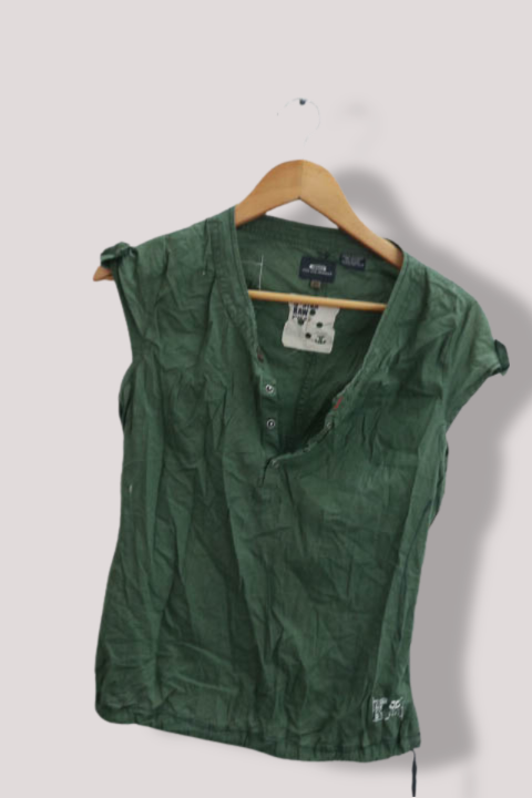 Vintage G-star raw womens khaki green sleeveless vneck top Xs