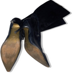 Vintage Female black leather side zip up high heel boot size 40