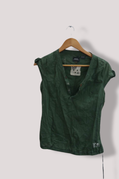 Vintage G-star raw womens khaki green sleeveless vneck top Xs