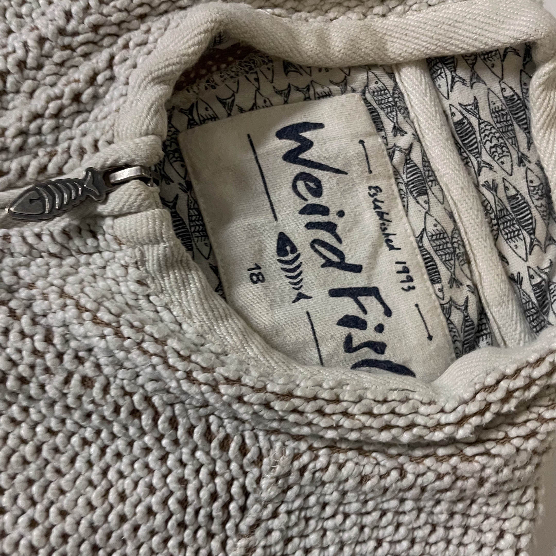 Vintage Weird fish Sontee womens cream thick cotton full zip sweatshort size 18 