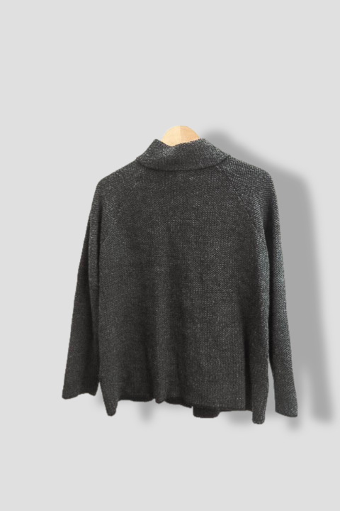 Vintage Yida wool blend open front green small turtle neck sweater