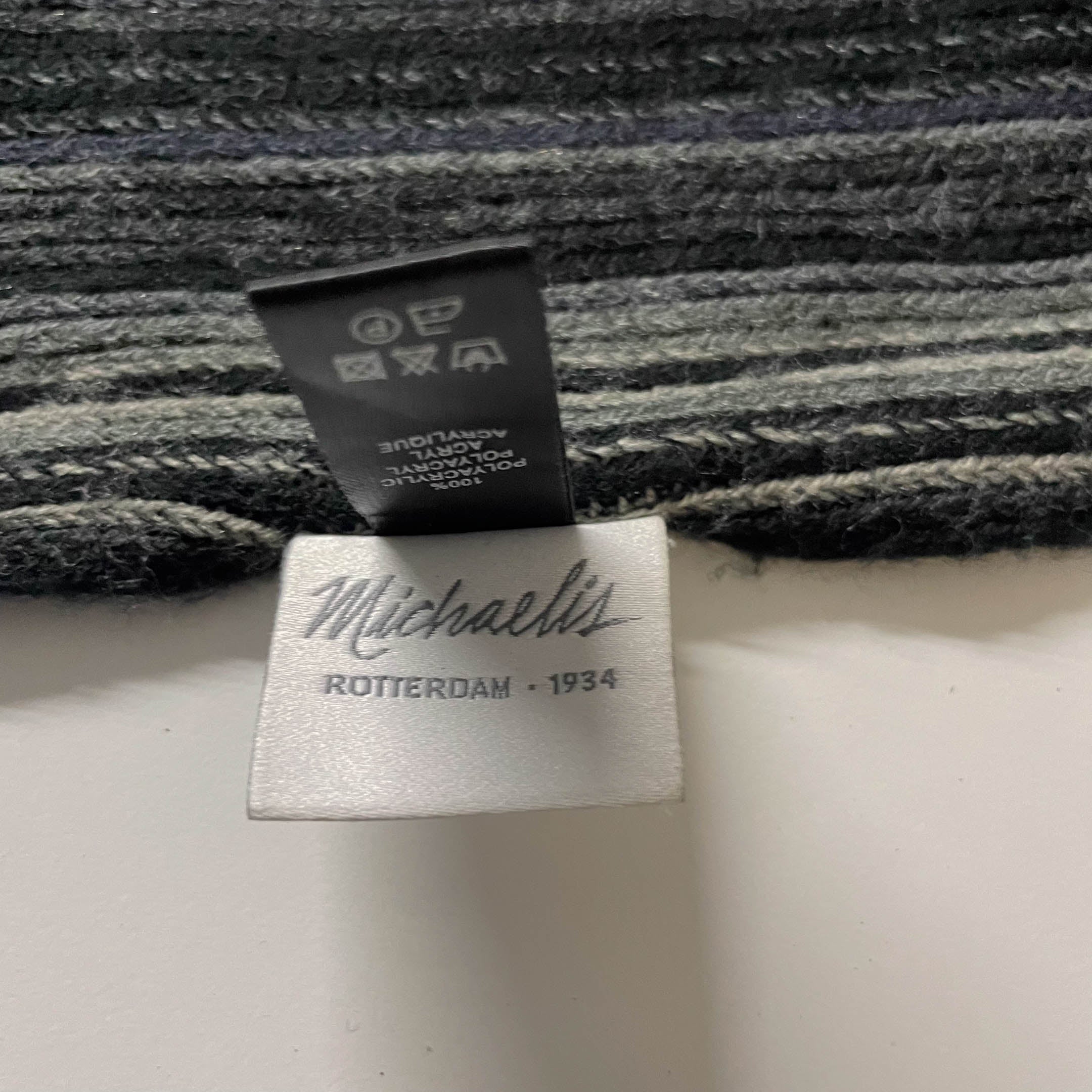 Vintage Michealis multicolor wool winter scarf| L 35 W 12 |BLUE&GREY|SKU 3703