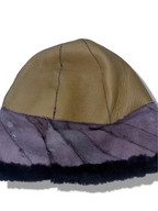 Vintage Genuine leather cream and black docker cap fisherman