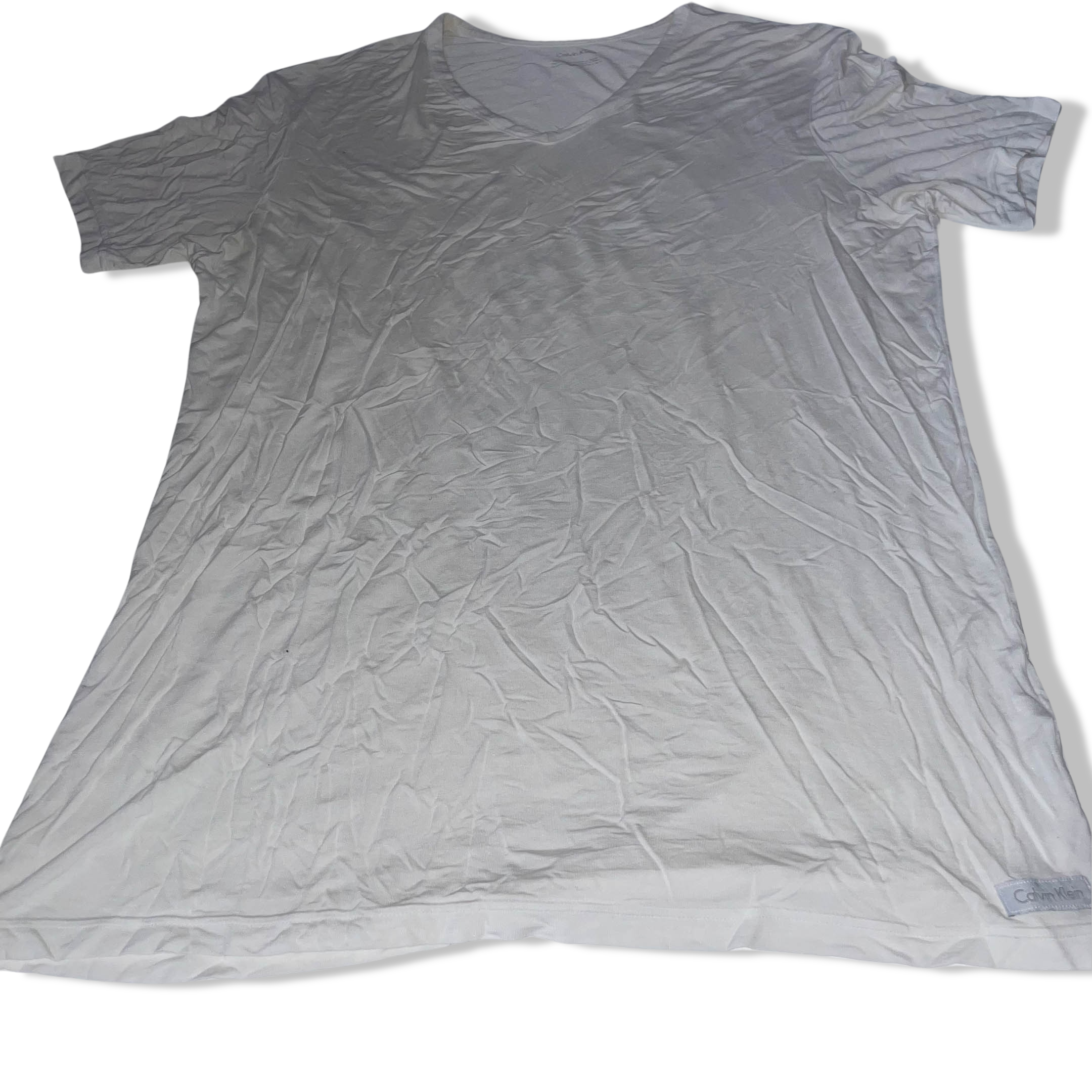 Vintage White Regular fit Calvin Klein medium V-neck tees