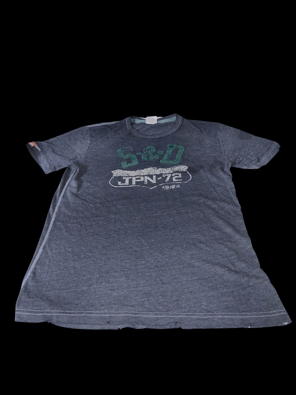 Vintage Mens Superdry Japan 72 graphics grey tees XL