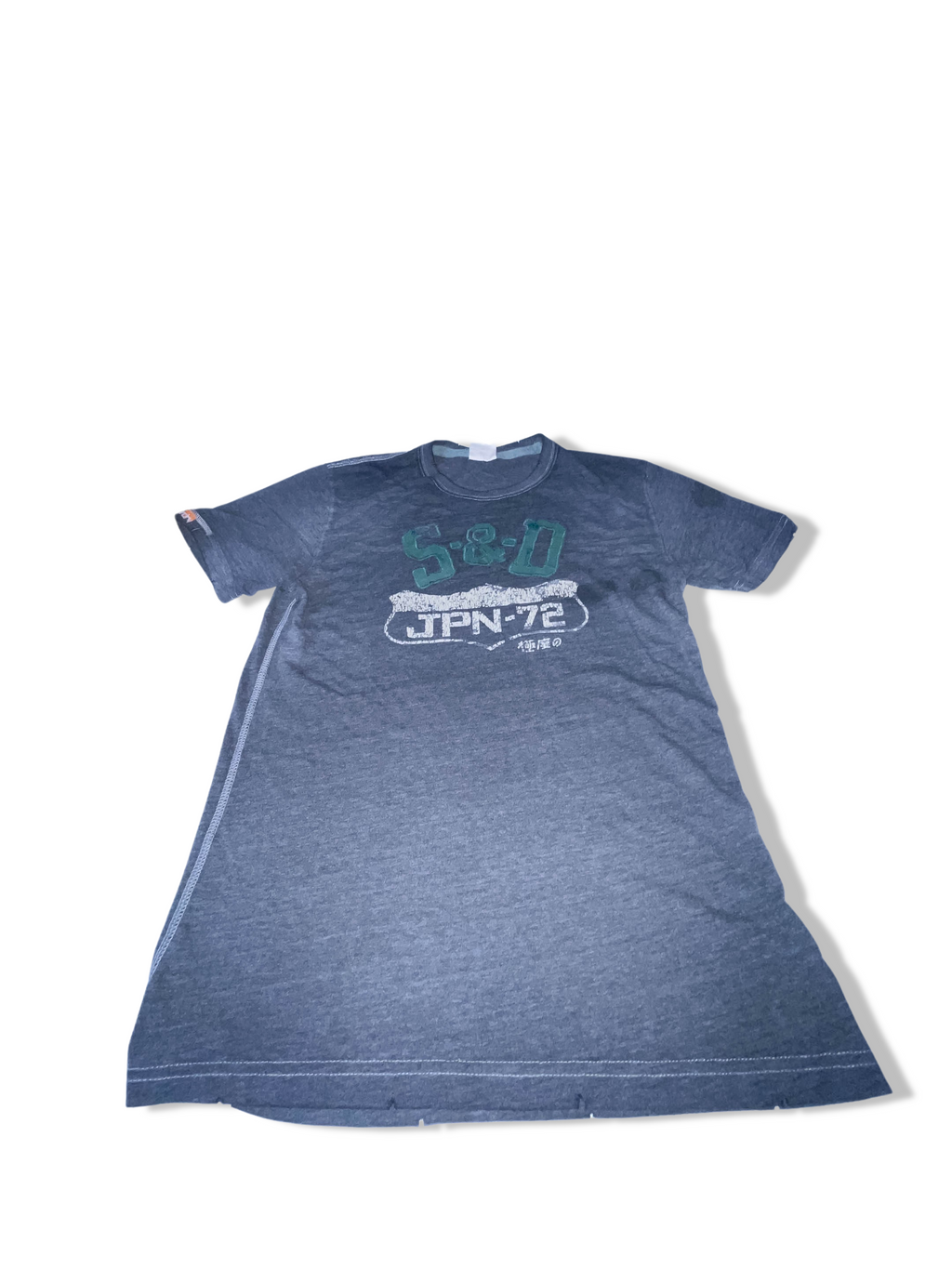 Vintage Mens Superdry Japan 72 graphics grey tees XL