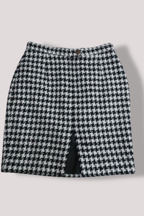 Vintage Zara Black and White checkered tweed pencil skirt