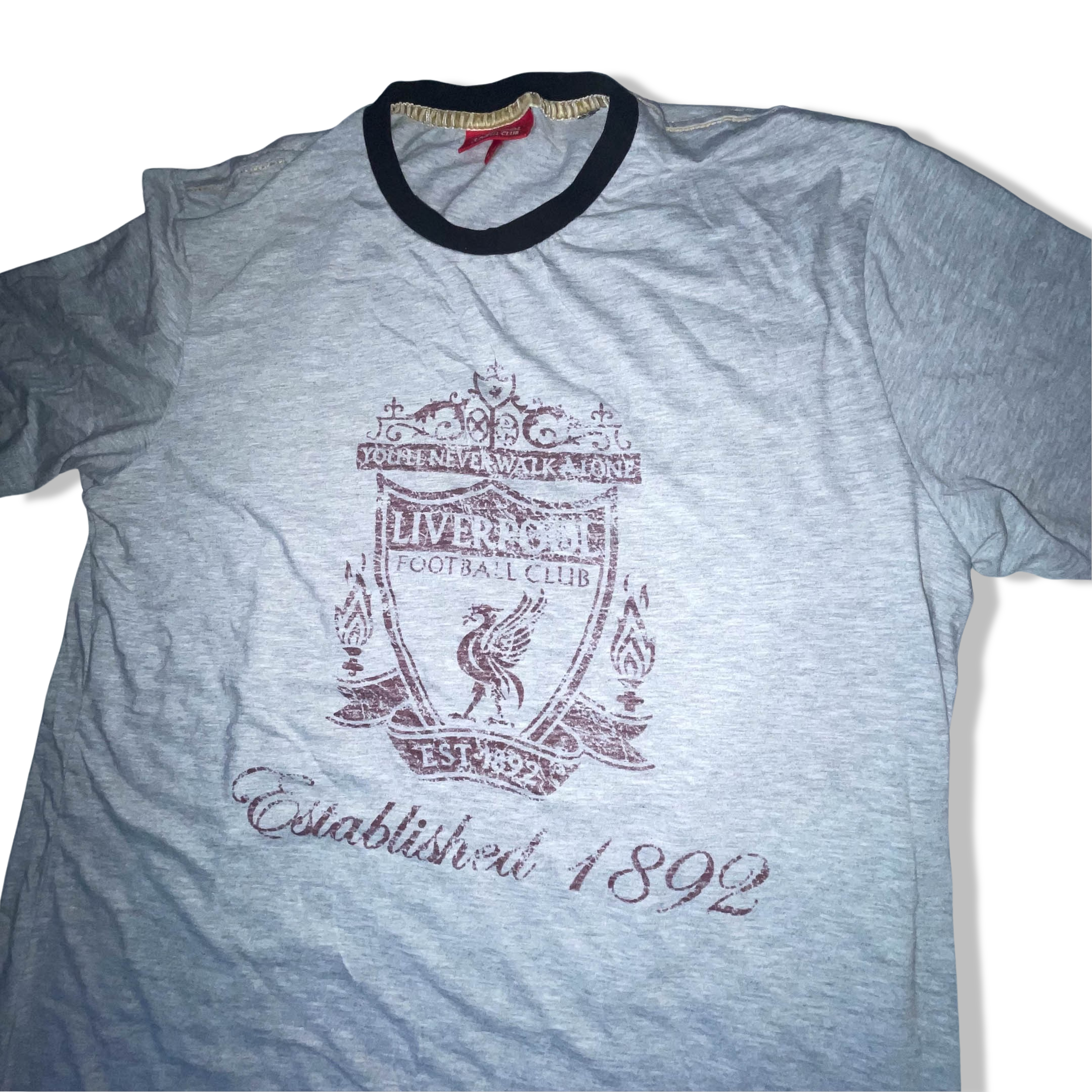 Vintage Liverpool Football Club big logo grey large mens short sleeve tees