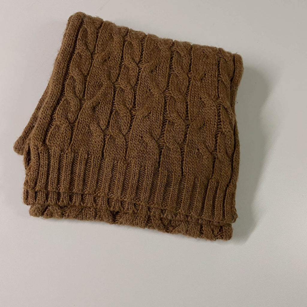 Vintage Mango man brown cable knitted scarf |SKU 3668