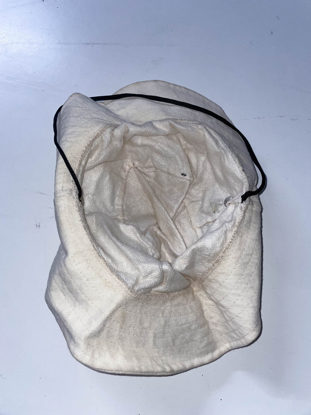 Vintage cream summer outdoor bucket hat with rope