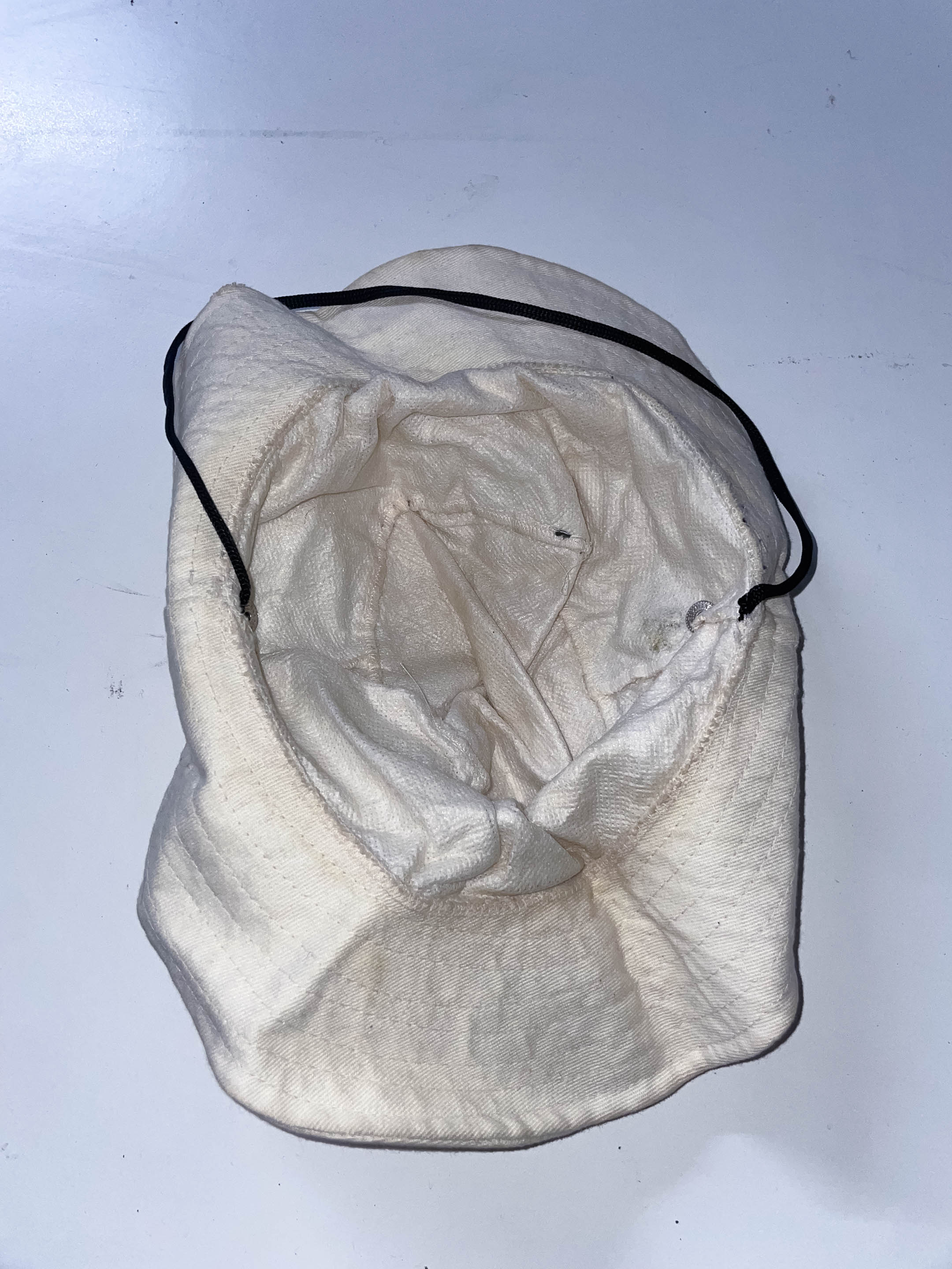 Vintage cream summer outdoor bucket hat with rope