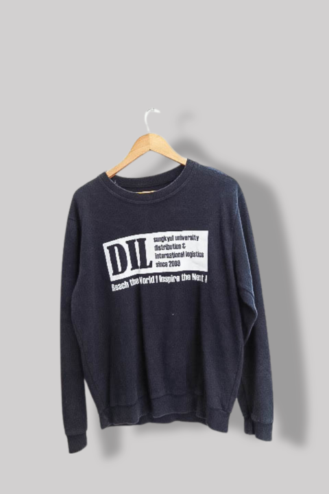 Vintage DIL Graphics medium navy solid crew neck sweatshirt