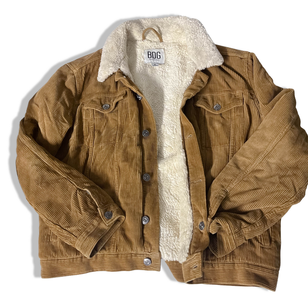 Vintage BDG Urban Outfitter Men's brown thickened corduroy jacket XL