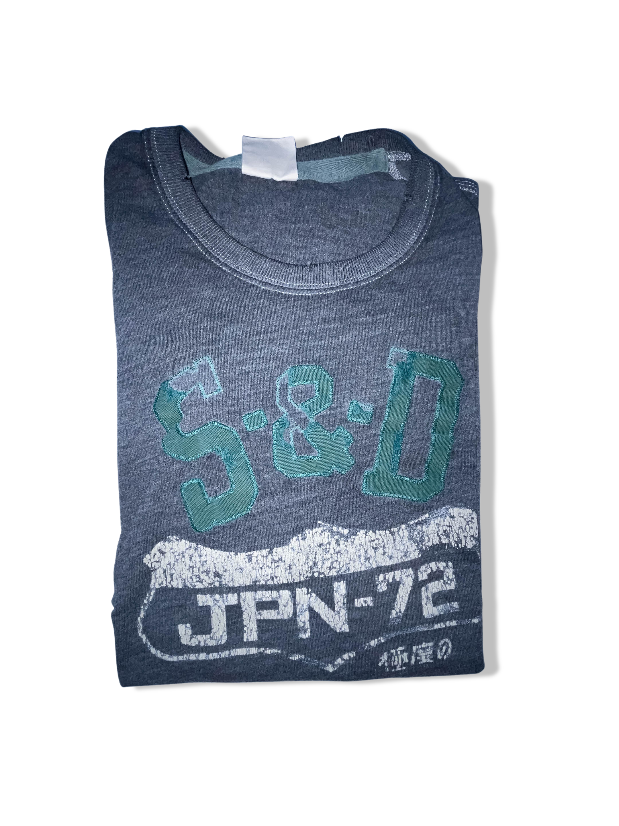Vintage Mens Superdry Japan 72 graphics grey tees XL