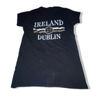 Vintage Ireland 22 Dublin print black womens large tees