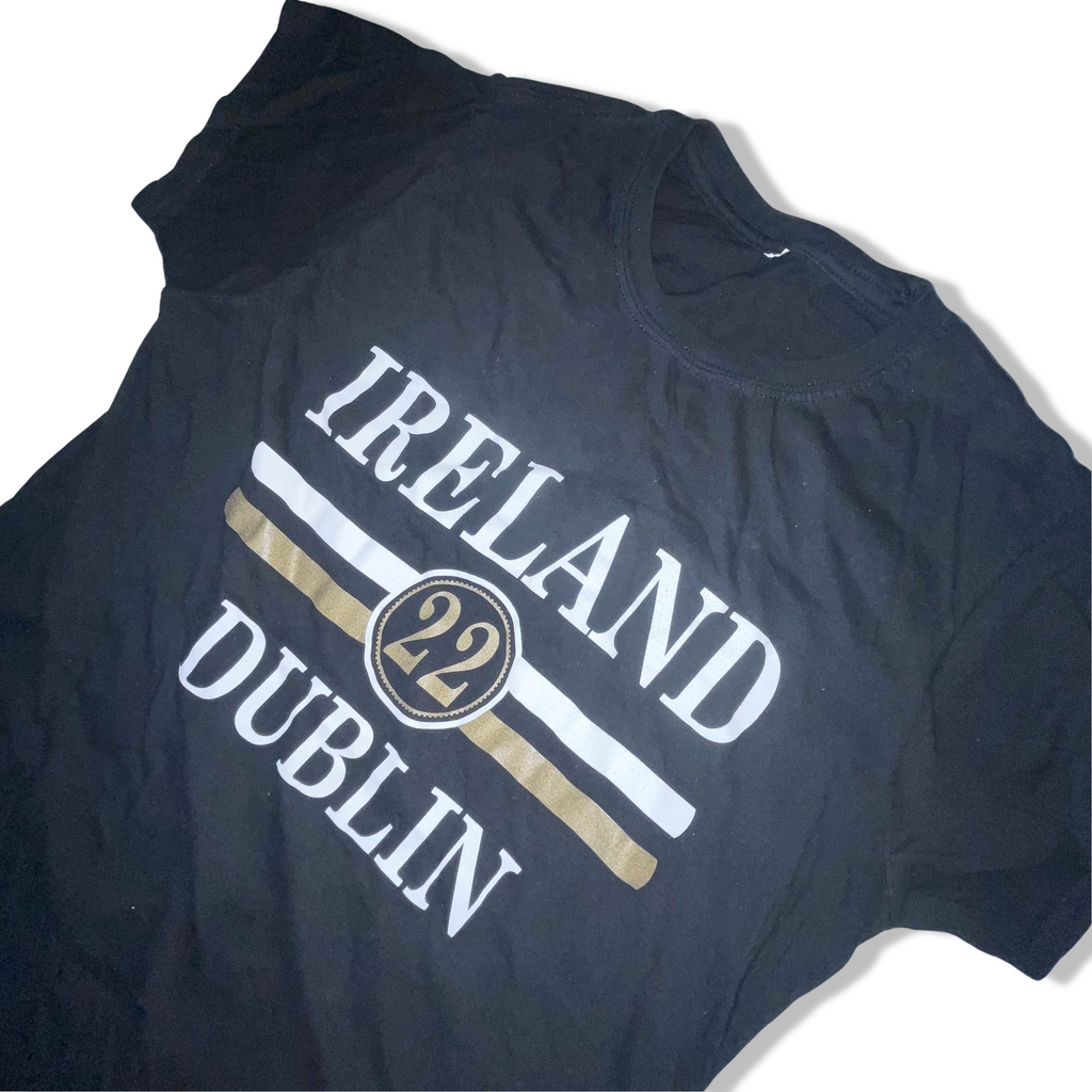 Vintage Ireland 22 Dublin print black womens large tees