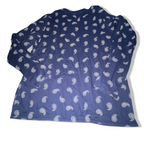 Vintage blue paisley ornament print pattern three button up top