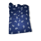 Vintage blue paisley ornament print pattern three button up top